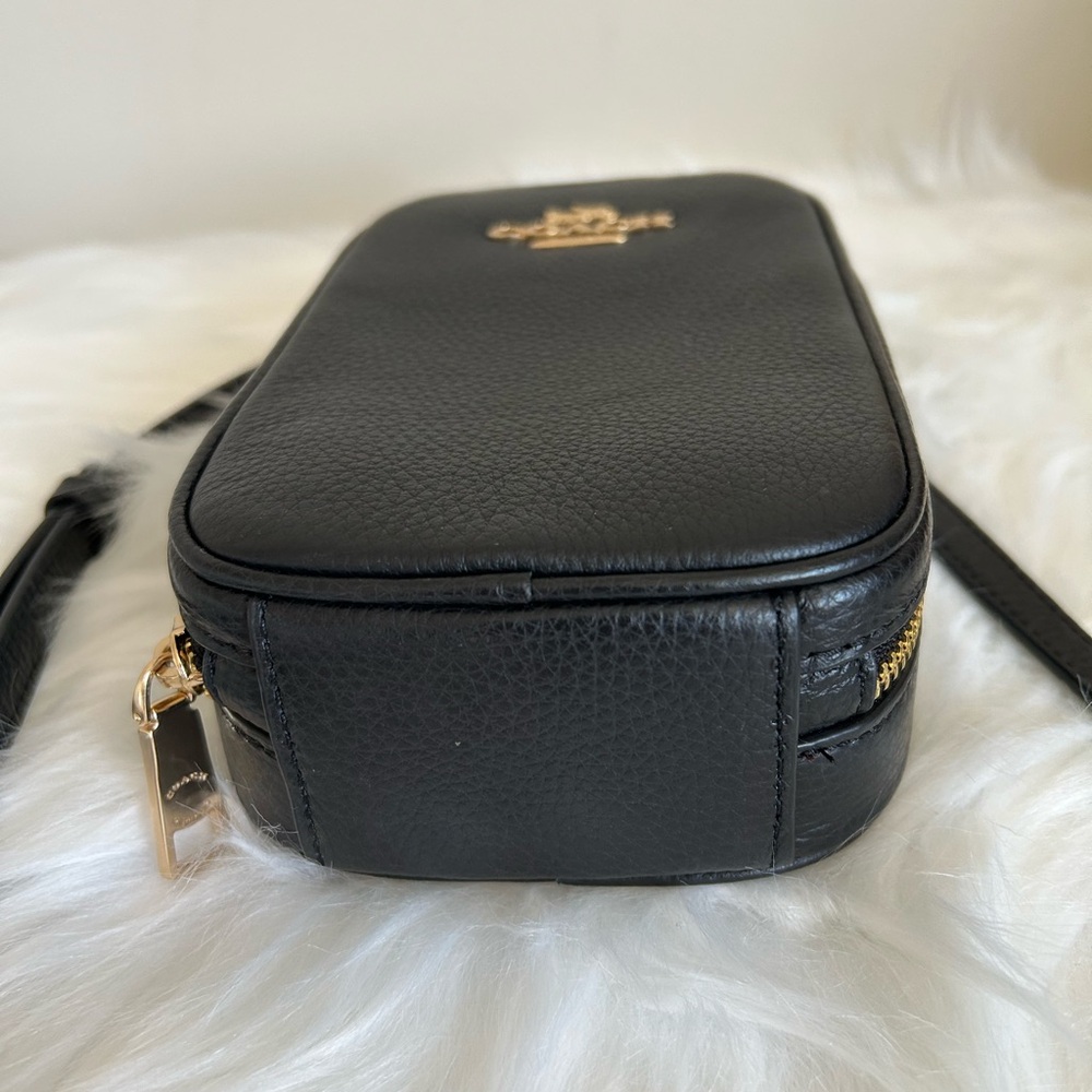 Coach Eva Phone Crossbody Black Pebbled Leather Bag Excellent - Picture 4 of 8